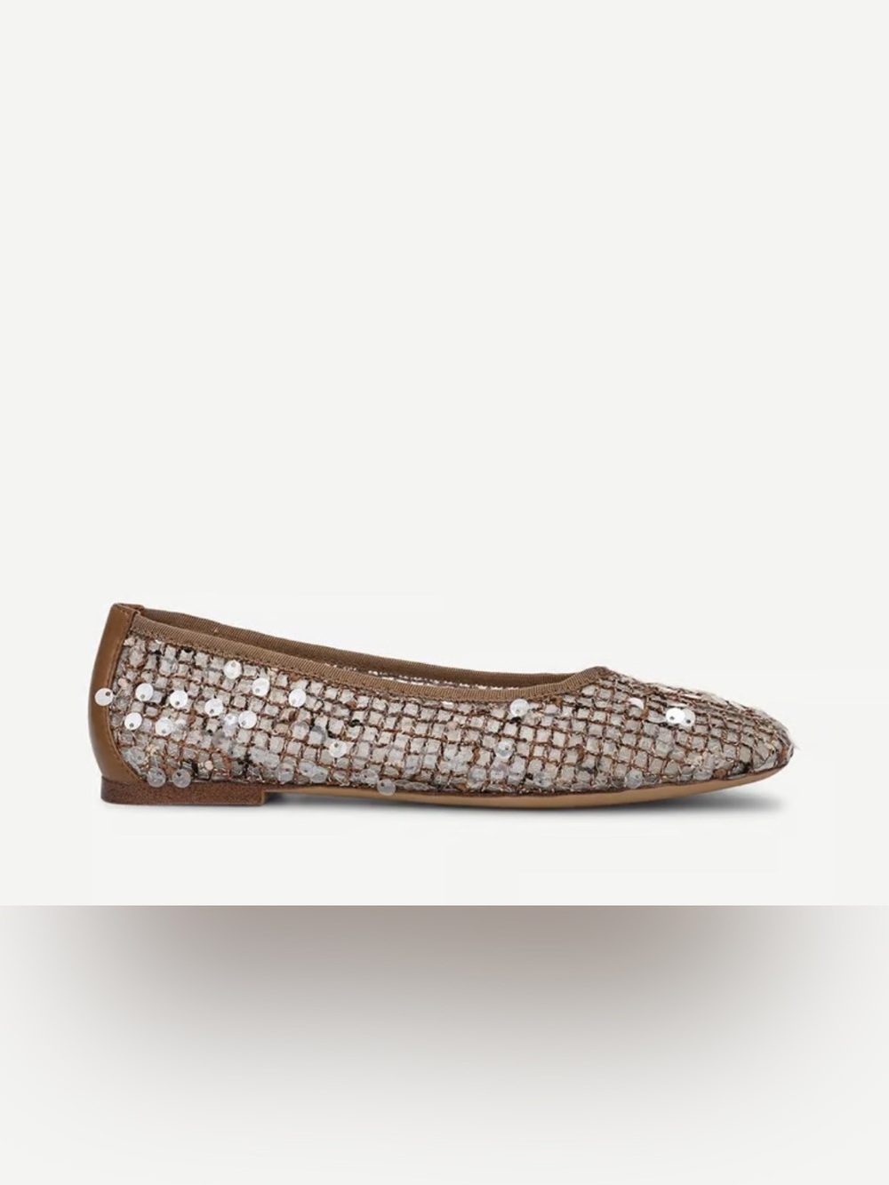 Franco Sarto Brown Sequin Ballet Flat - Picture 2 of 4